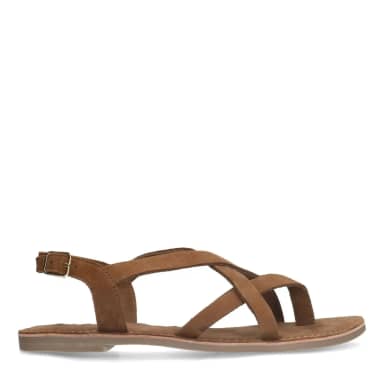 Cognac sandalen met gekruiste bandjes