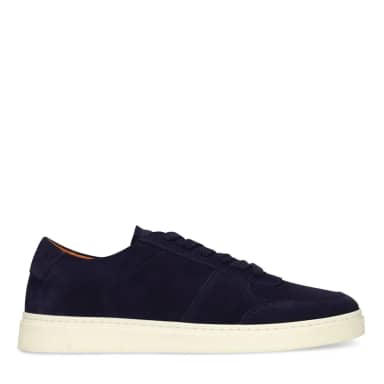 Manfield Blauwe Suède Sneakers Met Veters