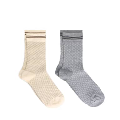 Manfield Manfield 2-pack Beige En Grijze Sokken