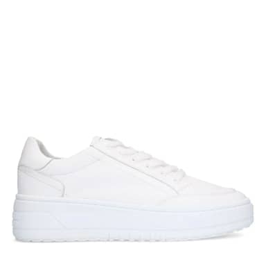Manfield Manfield Witte Leren Sneakers Met Veters