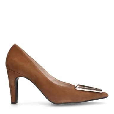 Manfield Beige Suède Pumps Met Naaldhak Van 9 Cm
