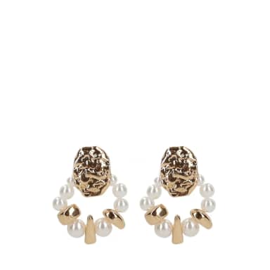 Manfield Manfield Goudkleurige Oorbellen Met Parel Details