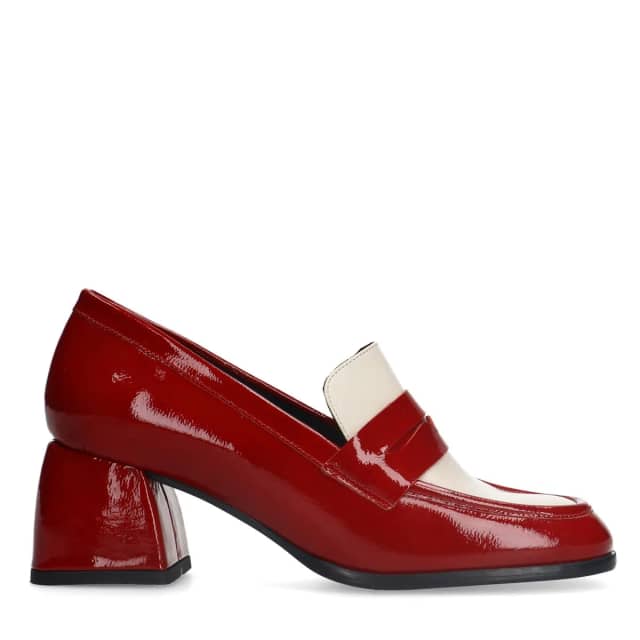 Manfield Rode Lakleren Pumps Met Blokhak Van 6 Cm