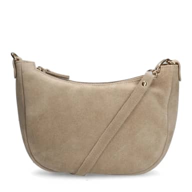 Manfield Manfield Beige Suède Schoudertas Met Ritssluiting