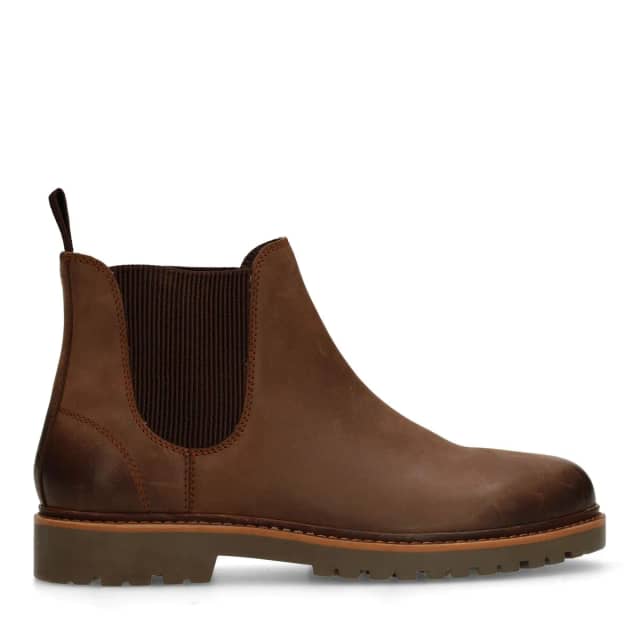 Manfield Bruine Nubuck Chelsea Boots Met Elastieke Sluiting
