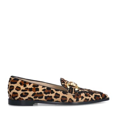 Manfield Manfield Suède Leopard Loafers Met Chain