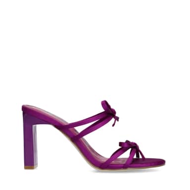 Sacha Paarse sandalen met hak en strikjes