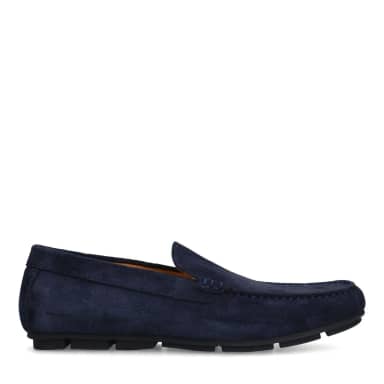 Manfield Donkerblauwe Suède Loafer