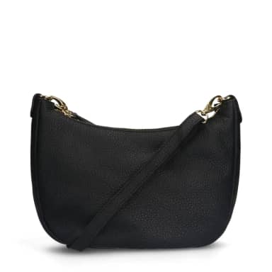 Manfield Manfield Zwarte Leren Schoudertas Met Ritssluiting