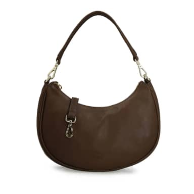 Manfield Manfield Donkerbruine Leren Handtas Met Ritssluiting