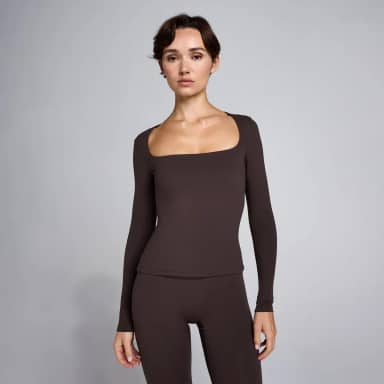 MP Dames SculptForm Vierkante Hals Longsleeve Top - Cacao