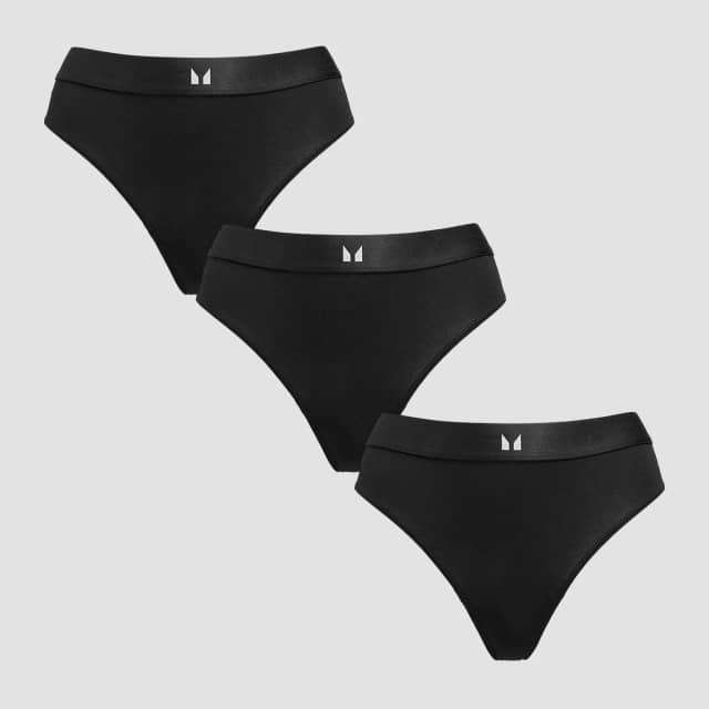 Myprotein MP Women's Mid Rise Thong (3 Pack) - Black