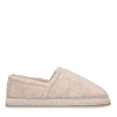 Manfield Manfield Beige Pantoffels Met Bont