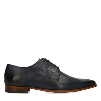 Black Label Donkerblauwe Leren Veterschoenen