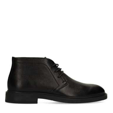Manfield Zwarte Leren Veterschoenen