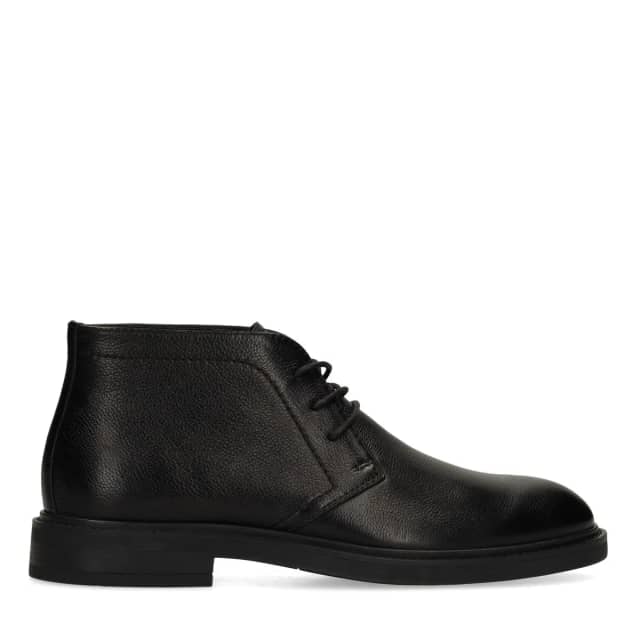 Manfield Zwarte Leren Veterschoenen