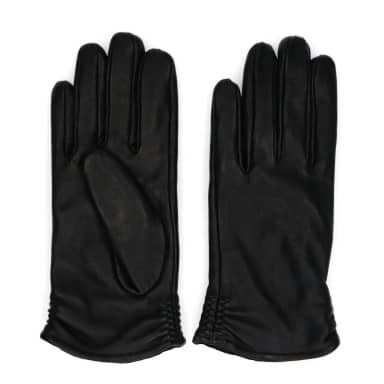 Manfield Zwarte leren handschoenen