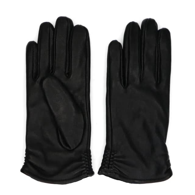 Manfield Zwarte leren handschoenen