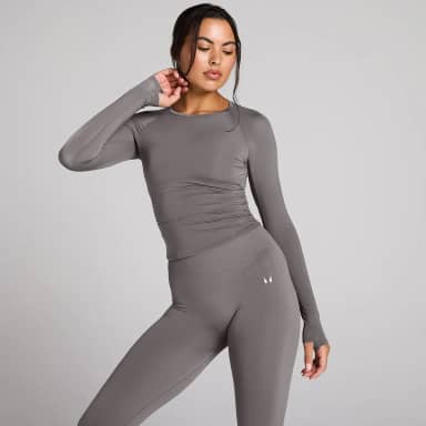 MP Women's Tempo Sheer Ruched Longsleeve Top - Donkere Truffel