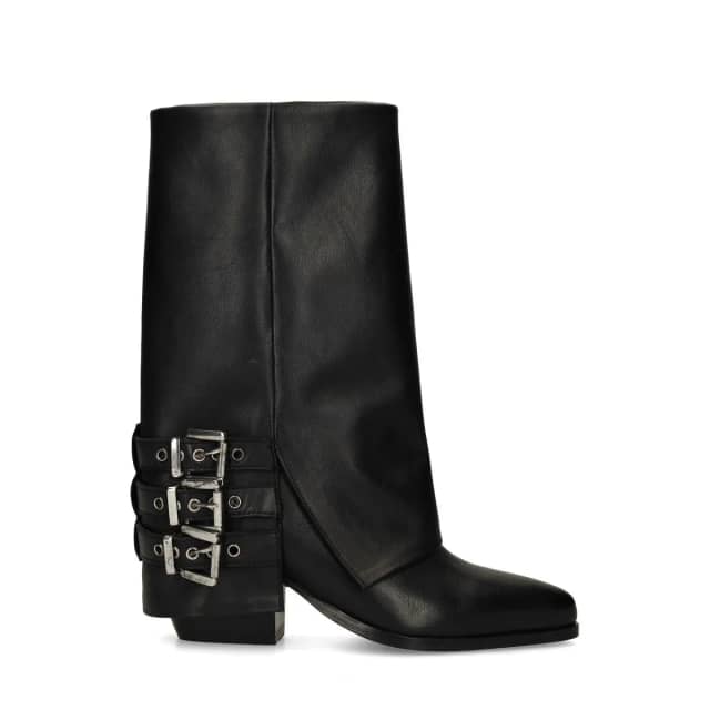 Sacha Zwarte leren biker boots met flap