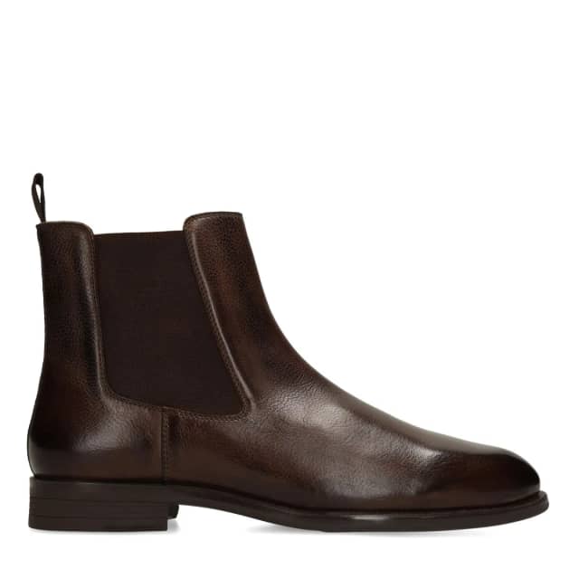 Manfield Bruine Leren Chelsea Boots Met Elastieke Sluiting