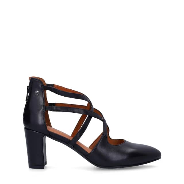 No Stress Zwarte Leren Pumps Met Ritssluiting Met Rechte Hak Van 8 Cm