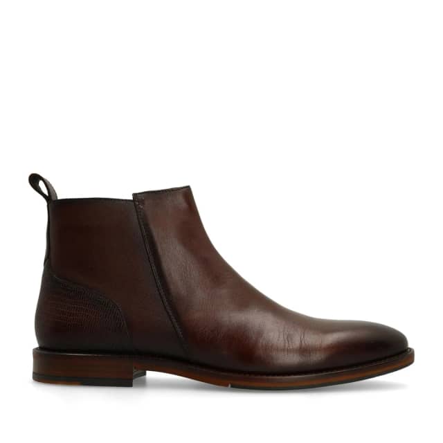 Manfield Bruine Leren Chelsea Boots Met Ritssluiting