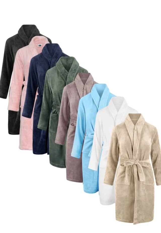 Relax Company Fleece kinderbadjas borduren-wit-110/116 (S)