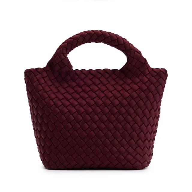 Manfield Burgundy Mini Gevlochten Handtas