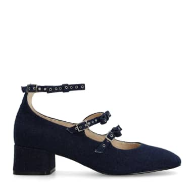 Donkerblauwe denim Mary Jane's