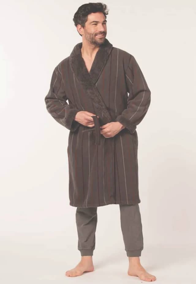 Taupe badjas heren met luxe