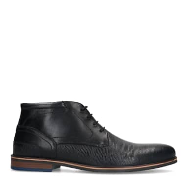 Manfield Zwarte Leren Veterboots
