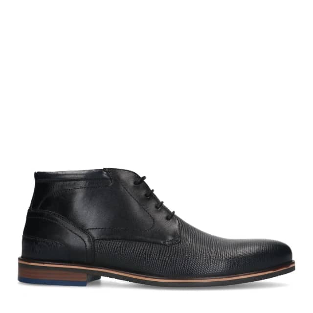 Manfield Zwarte Leren Veterboots