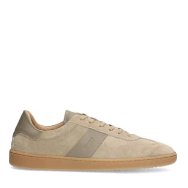 Manfield Beige Suède Sneakers Met Veters