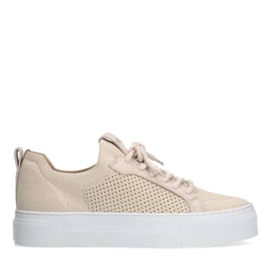 Manfield Manfield Beige Knit Fabric Sneakers Met Plateau Zool Met Veters