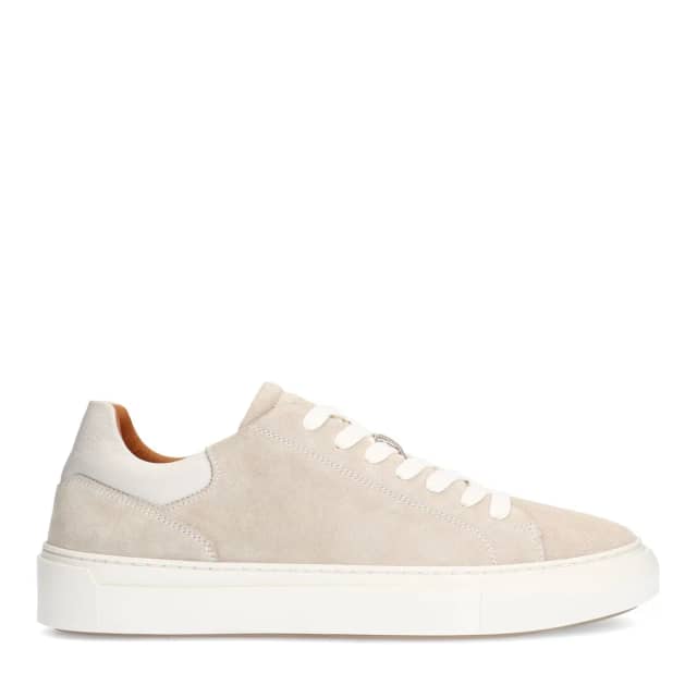 Manfield Licht Grijze Suède Sneakers Met Veters