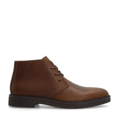 Manfield Manfield Bruine Leren Veterboots