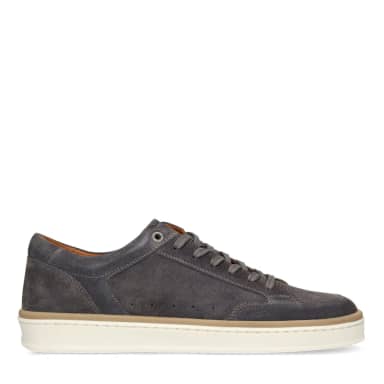 Manfield Grijze Suède Sneakers Met Veters