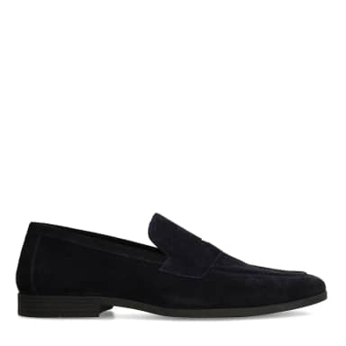 Manfield Donkerblauwe Suède Loafers