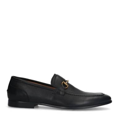Manfield Zwarte Leren Loafers
