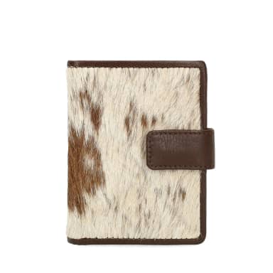 Manfield Manfield Bruine Cow Portemonnee Met Vacht Met Drukknoop