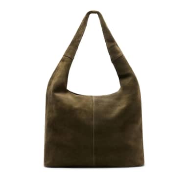 Manfield Manfield Donkergroene Suède Shopper Met Ritssluiting