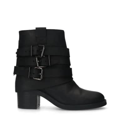 Zwarte leren enkellaarsjes met buckles