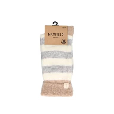 Manfield Manfield Grijze Gestreepte Cosy Sokken