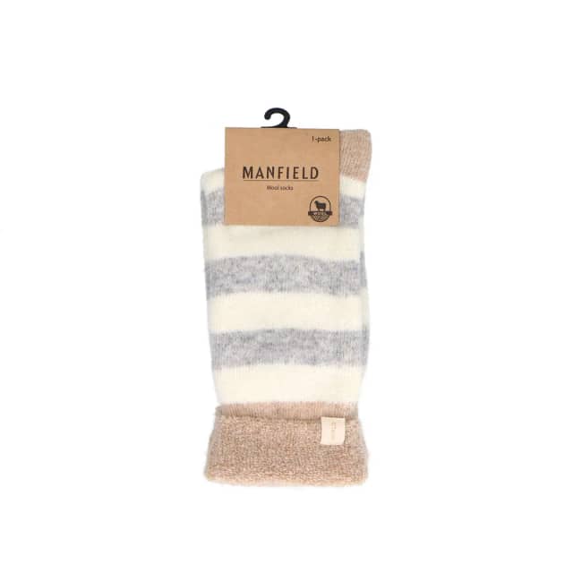 Manfield Grijze Gestreepte Cosy Sokken