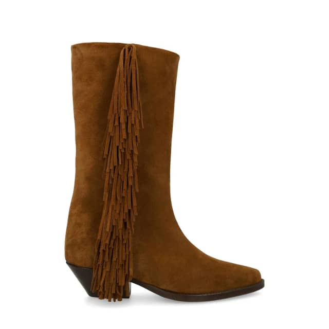 Sacha Cognac suède cowboylaarzen met franjes