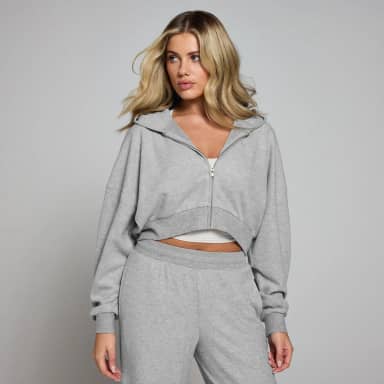 Myprotein MP zachte hoodie met doorritssluiting voor dames - Gemêleerd grijs