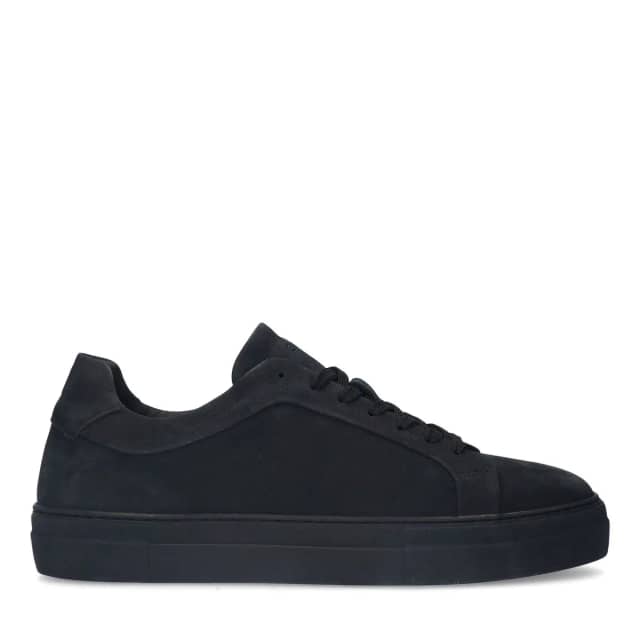 Manfield Zwarte Nubuck Sneakers Met Veters
