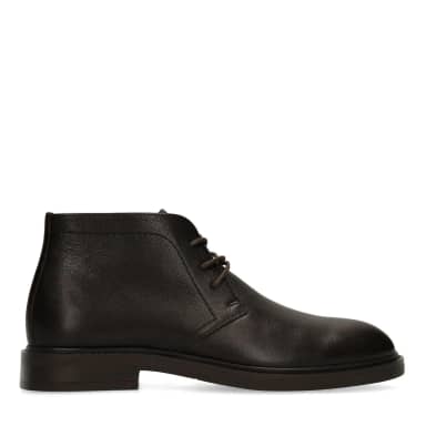 Manfield Donkerbruine Leren Veterschoenen