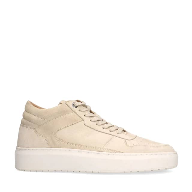 Manfield Beige Nubuck Sneakers Met Veters